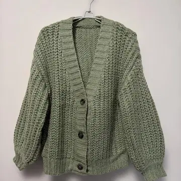 GRL 그레일 올리브 그린 니트 가디건 케이블 짜임