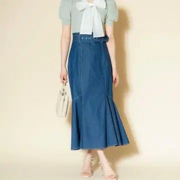 will selection 허리 벨트 데님 스커트 블루