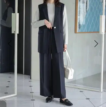 GLOBAL WORK 관리 편한 set up 베스트+팬츠 네이비