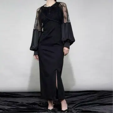 2Ezick 드레스 세트 레이스 상의 타이트 실루엣 모드 스타일 슬릿