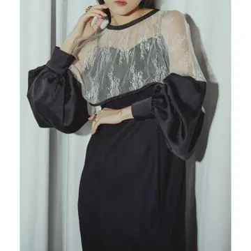 Ezick 드레스 세트 레이스 상의 타이트 실루엣 모드 스타일 슬릿