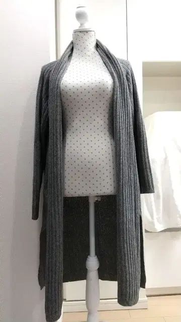 PLST 그레이 롱 가디건 리브