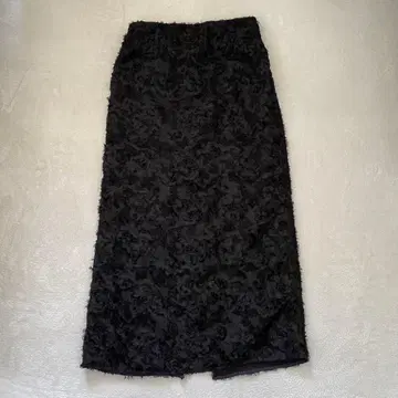 미라 오웬 롱 스커트 타이트 스커트 꽃무늬 자카드 직조 블랙
