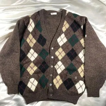 새상품급 Papas 파파스 울 100% 아가일 가디건 L~XL