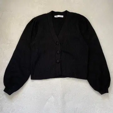 ZARA 자라 리브 니트 가디건 숏 기장 블랙 M