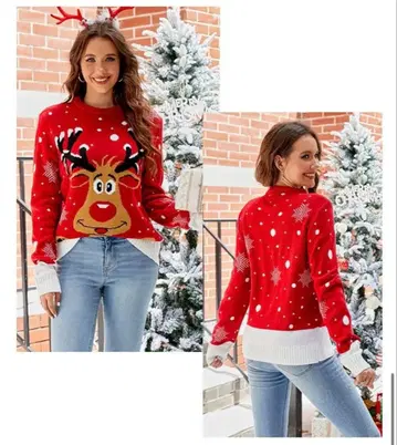 루돌프 크리스마스 니트 커플 세트 XXL