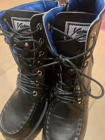yosuke 블랙 레이스업 부츠