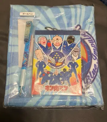미개봉 새상품 블루 임펄스 x 근육맨 타월 메모장 볼펜 3점