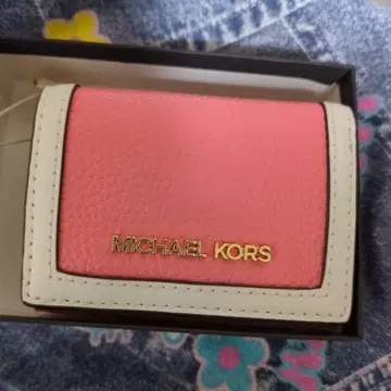 미사용 새상품 MICHAEL KORS 3단 폴더형 지갑 핑크/화이트