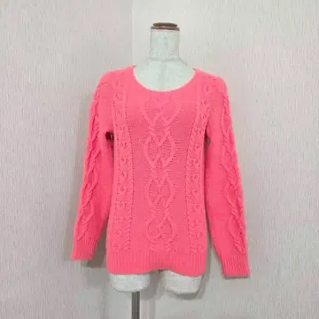 GAP 케이블 짜임 니트 라운드넥 스웨터 핑크 계열 빈티지 느낌 S