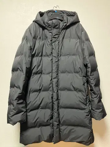 유니클로 다운 자켓 블랙 롱 기장 후드 부착 심리스 XL 남성용