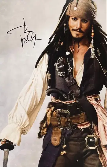 캐리비안의 해적 조니 뎁 친필 사인 사진 보증서 포함 A