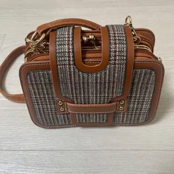 체크 가마구치 숄더백