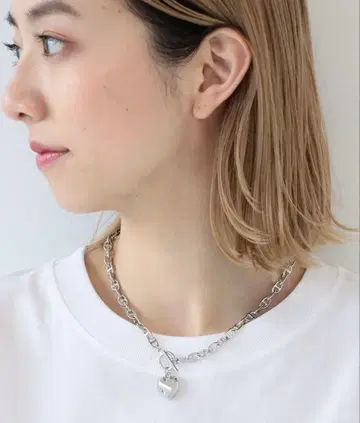 Ray BEAMS 마린 체인 만텔 하트 목걸이