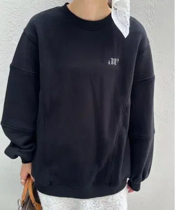 Ameri NEW LOGO SWEAT TOP 블랙 M 사이즈