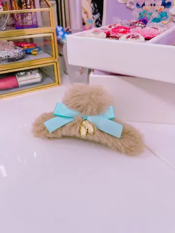 디즈니 스토어 레이디 헤어 클립 리본 & 페이스 페이크 퍼