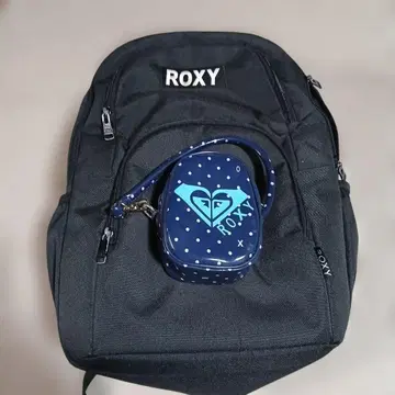 ROXY 블랙 백팩 도트 무늬 파우치 포함