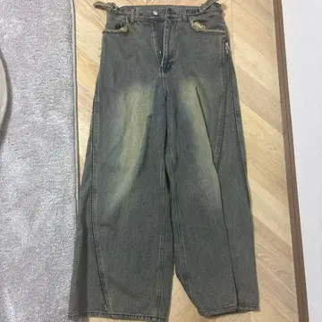 grancy 지퍼 데님 세트 (블루, 레드) M 사이즈