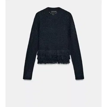 ZARA 체크 무늬 프린지 니트 스웨터