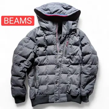 BEAMS 다운 자켓 후드 있음 그레이 숏 기장