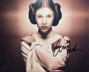 스타 워즈 칼리 피셔 친필 사인 사진 r31