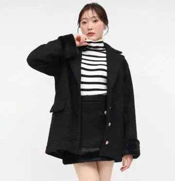 ROYALPARTY 로얄 파티 퍼 부착 테일러드 자켓 코트