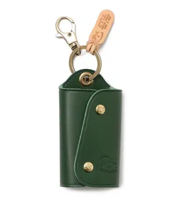 가죽 그린 키케이스 스냅 버튼