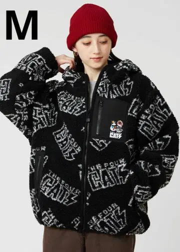 그라니프 더포캣츠 자카드 보아 지퍼 후드티 블루종 M 사이즈