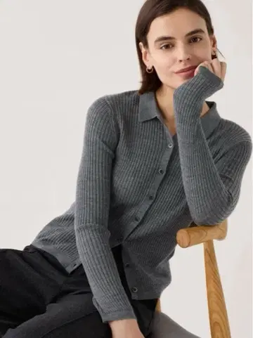 유니클로 메리노 리브 폴로 가디건