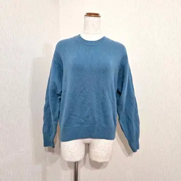 유니클로 블루 크루넥 울 니트 M