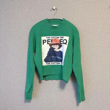 SPINNS 프린트 니트 (F) / 숏 기장 슬림 캐주얼 트렌드