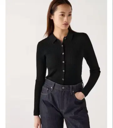 유니클로 메리노 리브 폴로 가디건