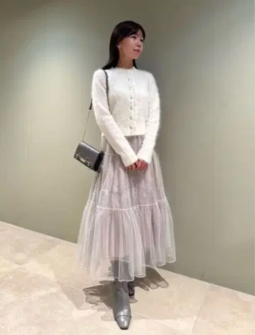 CELFORD 레이스 트리밍 니트 가디건