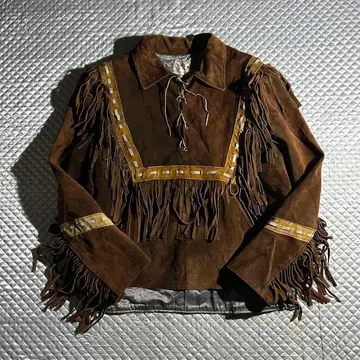 60s VINTAGE USA 스웨이드 프린지 자켓 풀오버 가죽