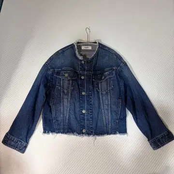 헬시 데님 데님 자켓 G 노카라 블루 프린지 S