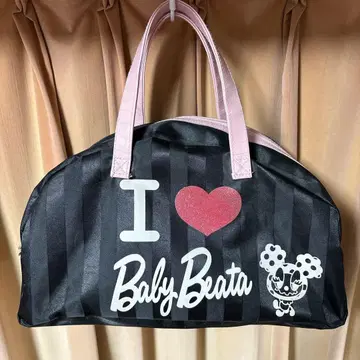 베이비 비타 스트라이프 블랙 핑크 보스턴 백 헤이세이 레트로