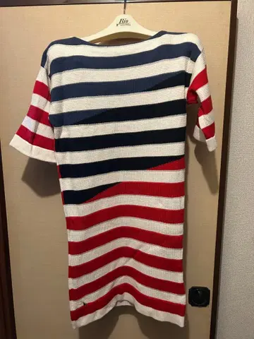 스트라이프 반팔 티셔츠 원피스 M