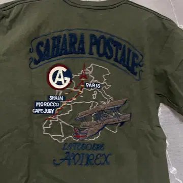 AVIREX 자수 올리브 그린 T셔츠 M