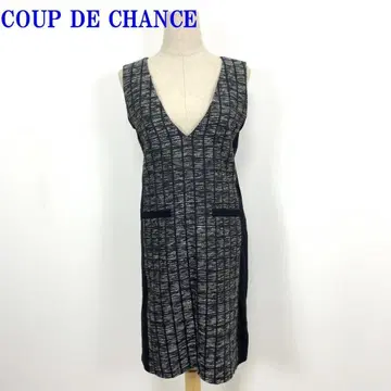 쿠 드 샹스 슬리브리스 원피스 블랙 트위드 34 C2492