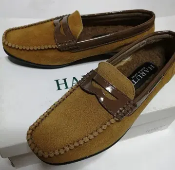 새상품 미사용 HARUTA 카멜* 천연 가죽 스웨이드 23cm