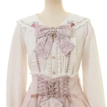 LIZLISA 리즈리사 스트로베리 자수 세일러 리브 블라우스 핑크