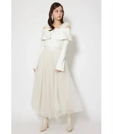 리엔다 데코레이션 튤 플레어 스커트 화이트 S