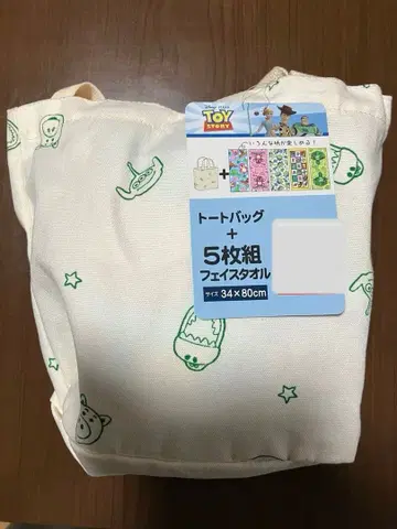 토이스토리 페이스 타월 5장 세트 토트백 포함