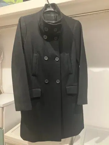 UNIQLO 블랙 더블 브레스트 롱 코트