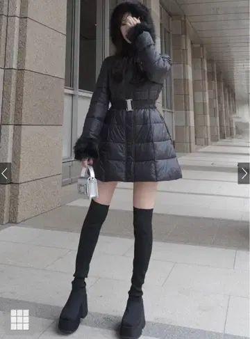 GRL 스트레치 니트 통굽 롱 부츠