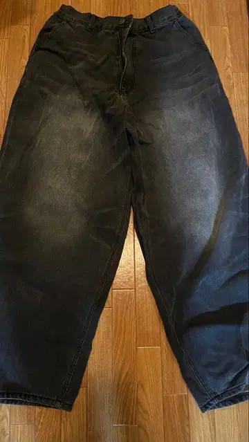 LUIJOIE 백 허리밴딩 워시 벌룬 데님 팬츠