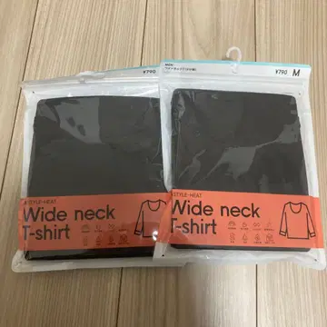 GU 지유 스타일 히트 와이드 넥 T 9부 소매 +E 2장 세트