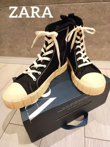 [미사용 새상품] ZARA 26.5cm 블랙 하이컷 스니커즈