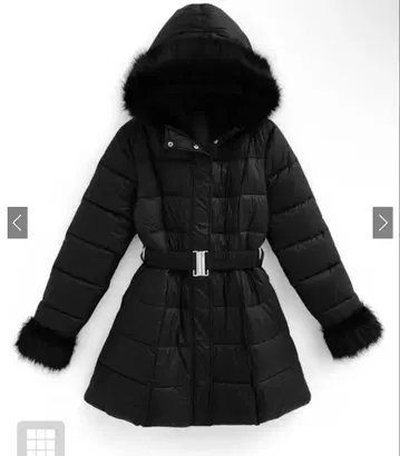 GRL 벨트 포함 퍼 A라인 다운 코트 [kd79] 블랙