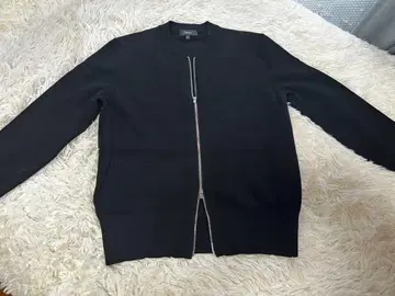 띠어리 더블 지퍼 니트 블루종 가디건 블랙